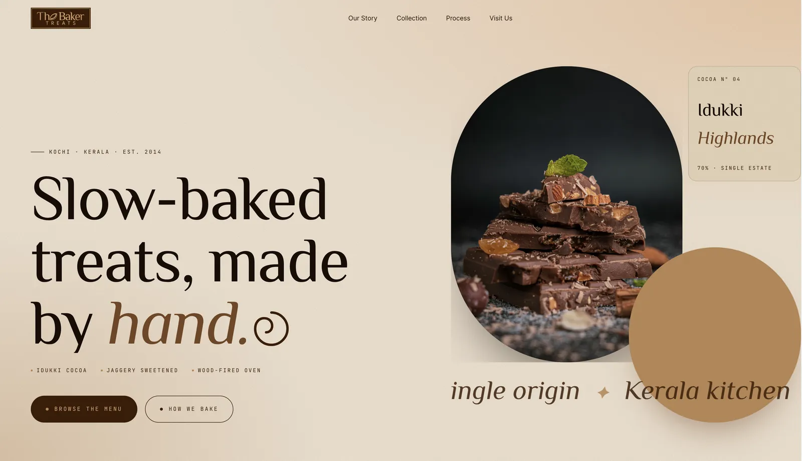 The Baker — bean-to-bar chocolate brand website built by Adhil Shan