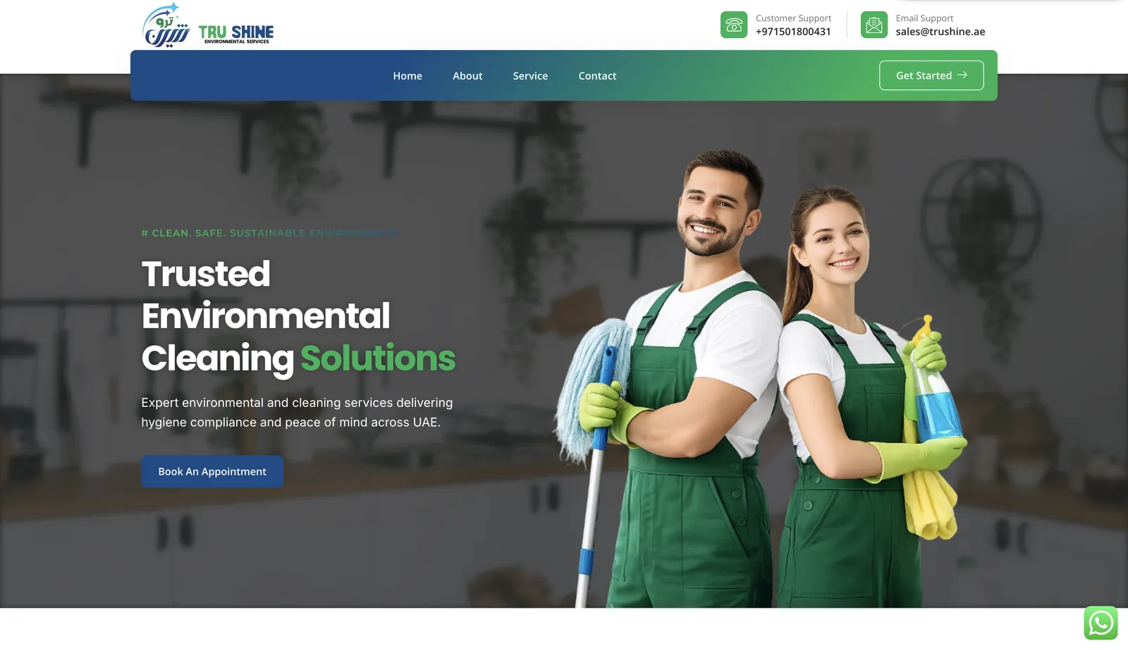 Trushine — cleaning-service site, UAE, built by Adhil Shan